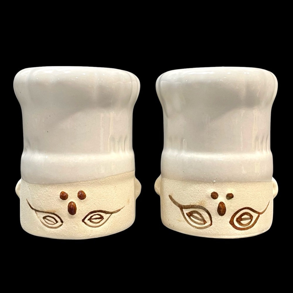 Vintage 1970s Le Chef Takahashi Salt & Pepper Shakers Pottery Art Glazed Ceramic